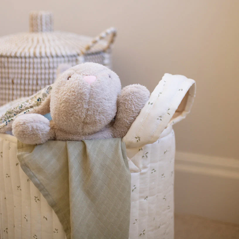 Large Quilted Reversible Storage Basket (Nettle Scatter / Birch) - Image 3