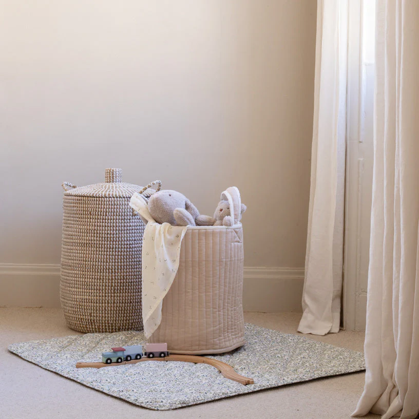 Large Quilted Reversible Storage Basket (Nettle Scatter / Birch) - Image 4