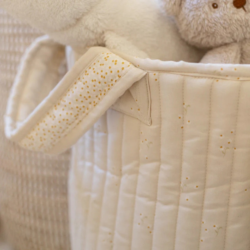Large Quilted Reversible Storage Basket (Wild Chamomile / Daisy Meadow) - Image 4