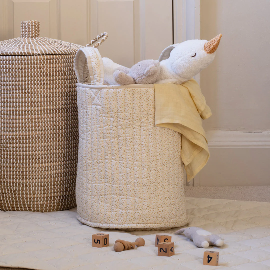 Large Quilted Reversible Storage Basket (Wild Chamomile / Daisy Meadow) - Image 5