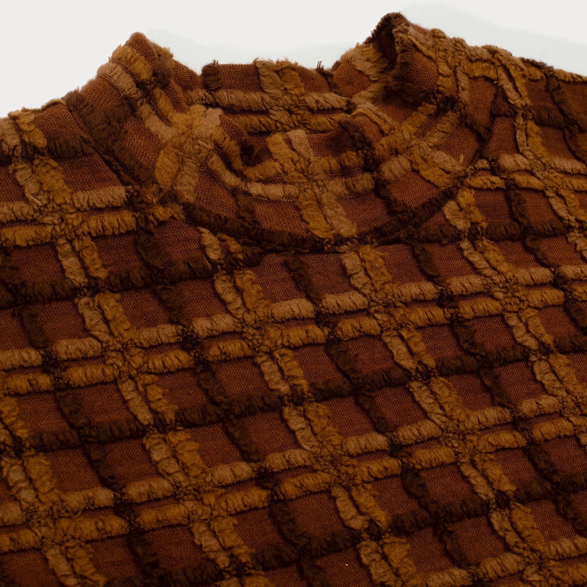 Lennon Fluffy Brown Check Jersey Top - Image 2