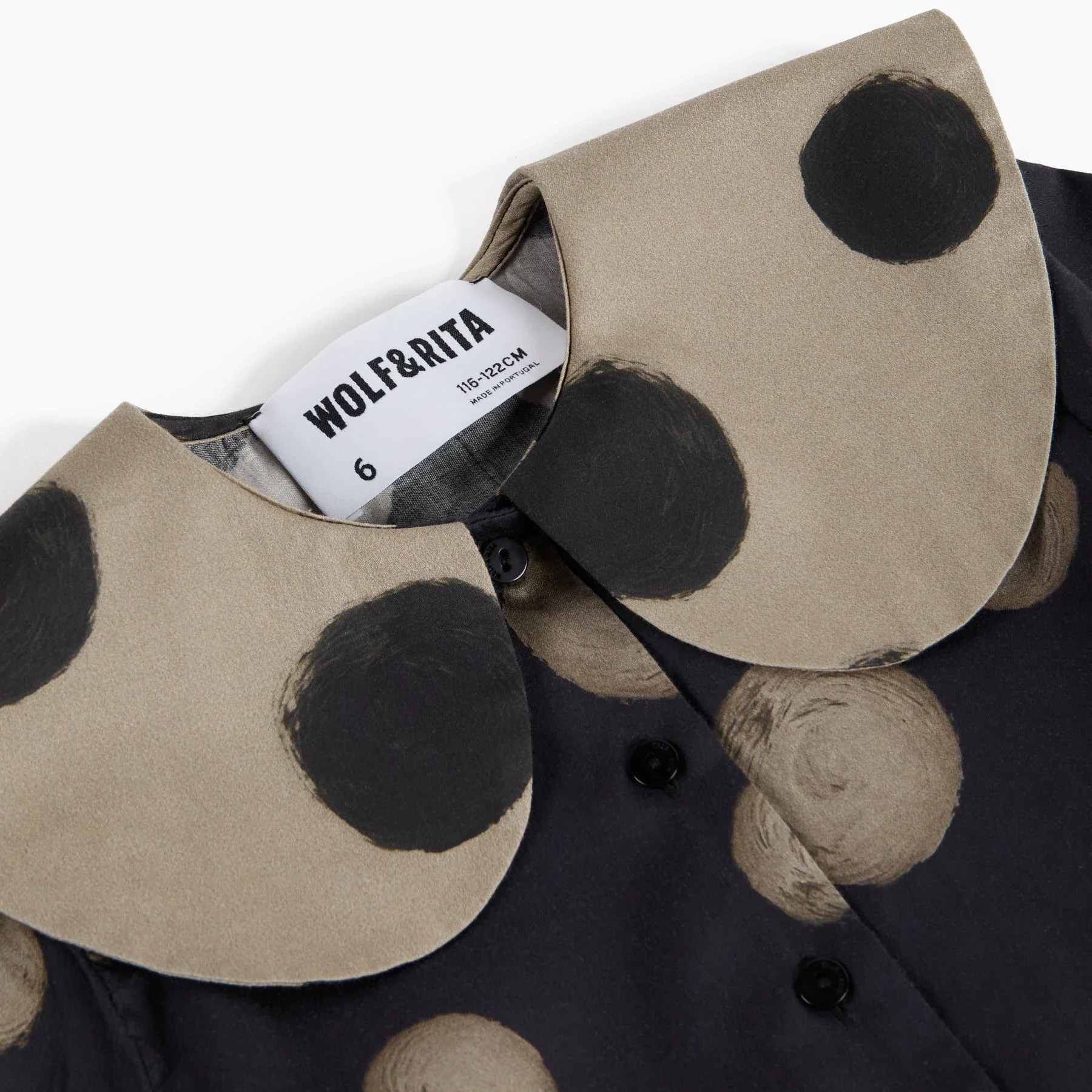 Leonilde Polka Dot Collared Cotton Cropped Shirt (Black) - Image 7