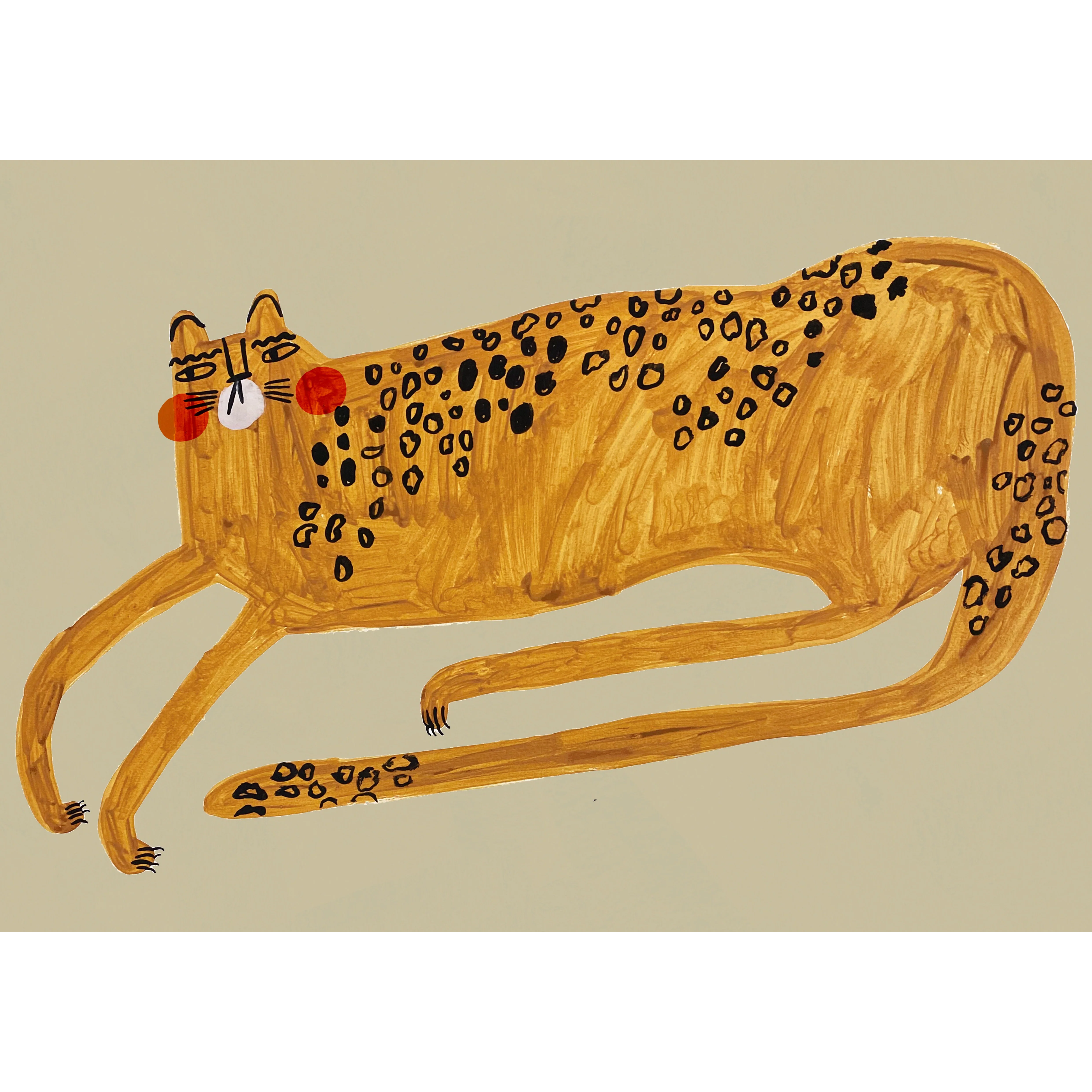 'Long Leopard' Hand Painted Art Print - Image 2