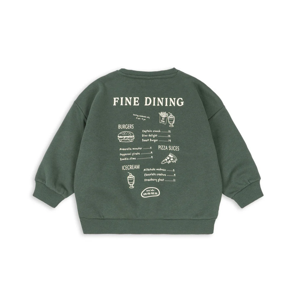 Lou Cotton Fine Dining Print Sweatshirt (Cilantro) - Image 3