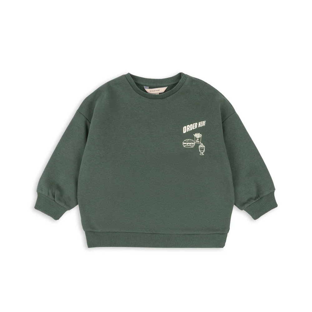 Lou Cotton Fine Dining Print Sweatshirt (Cilantro) - Image 4