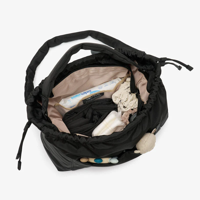 Luna Drawstring Changing Tote (Black) - Image 6
