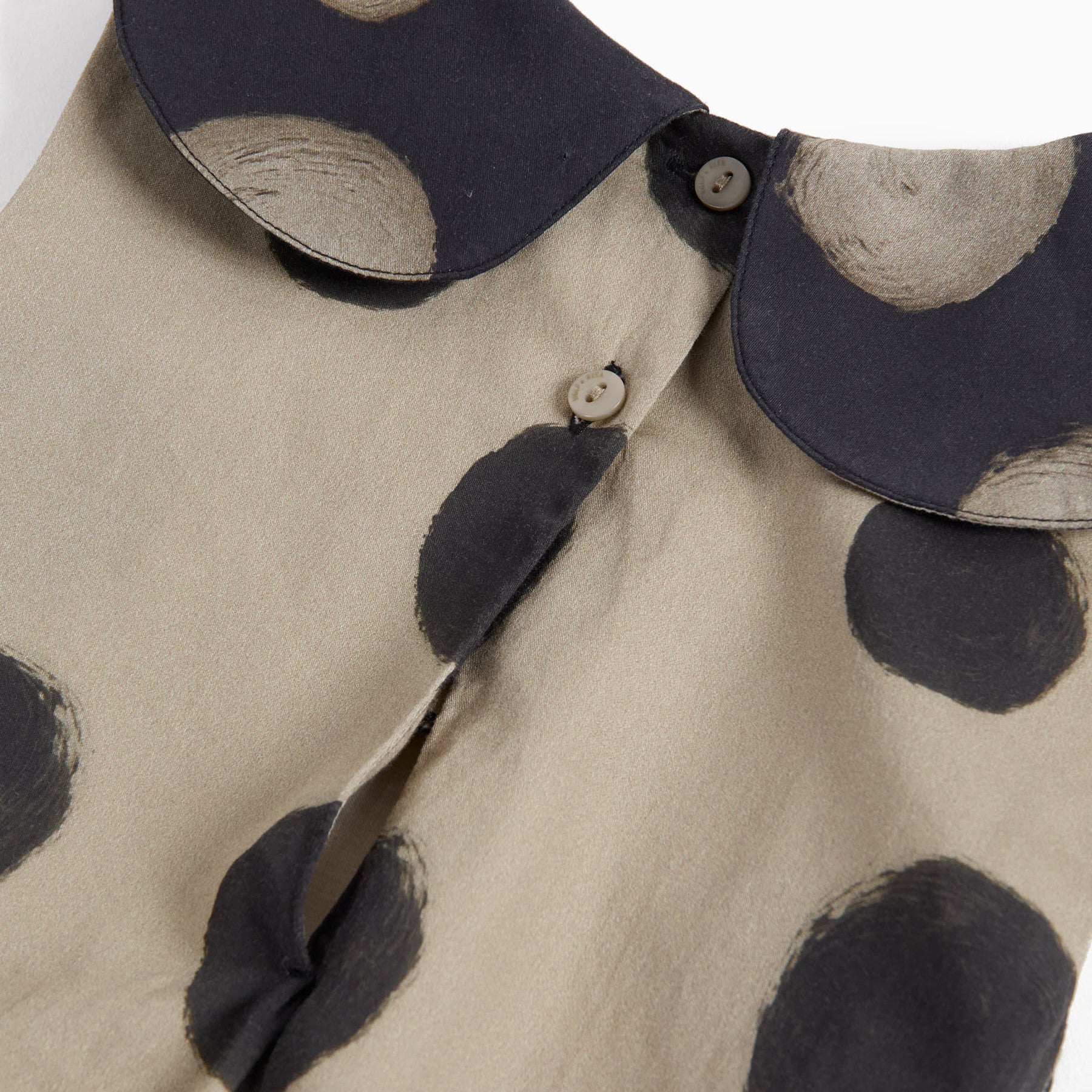 Luna Polka Dot Collared Cotton Baby Romper (Mocha) - Image 5