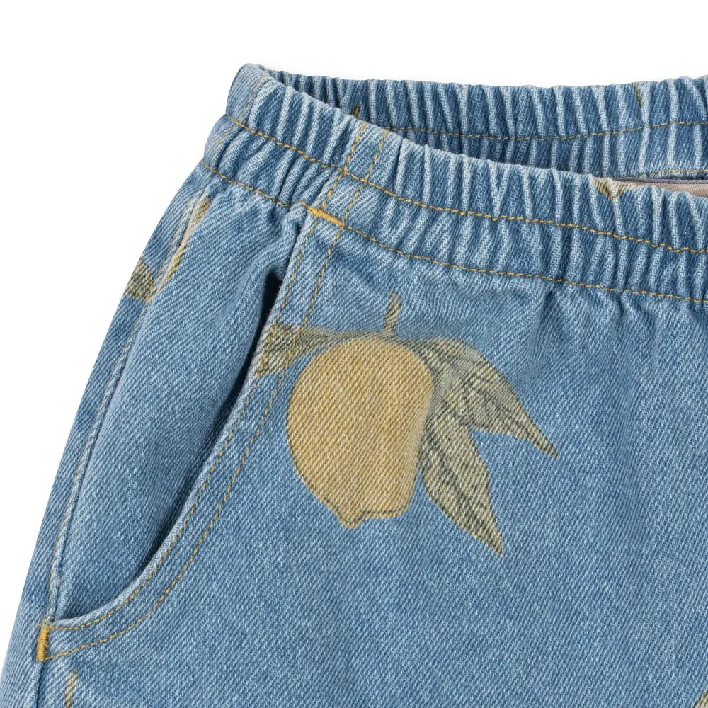 Magot Lemon Print Cotton Denim Pants - Image 4