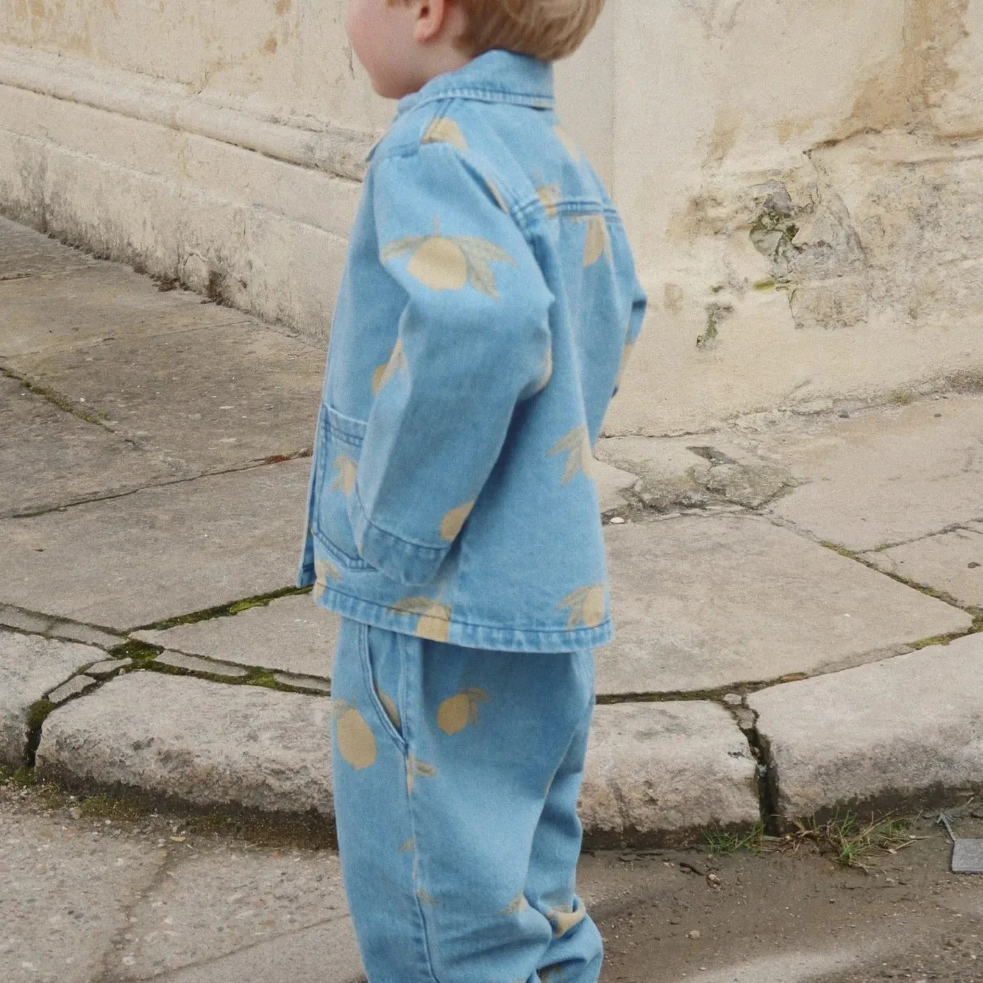 Magot Lemon Print Cotton Denim Pants - Image 5