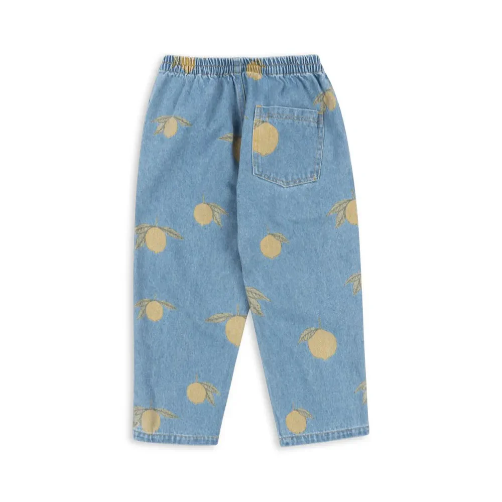 Magot Lemon Print Cotton Denim Pants - Image 7