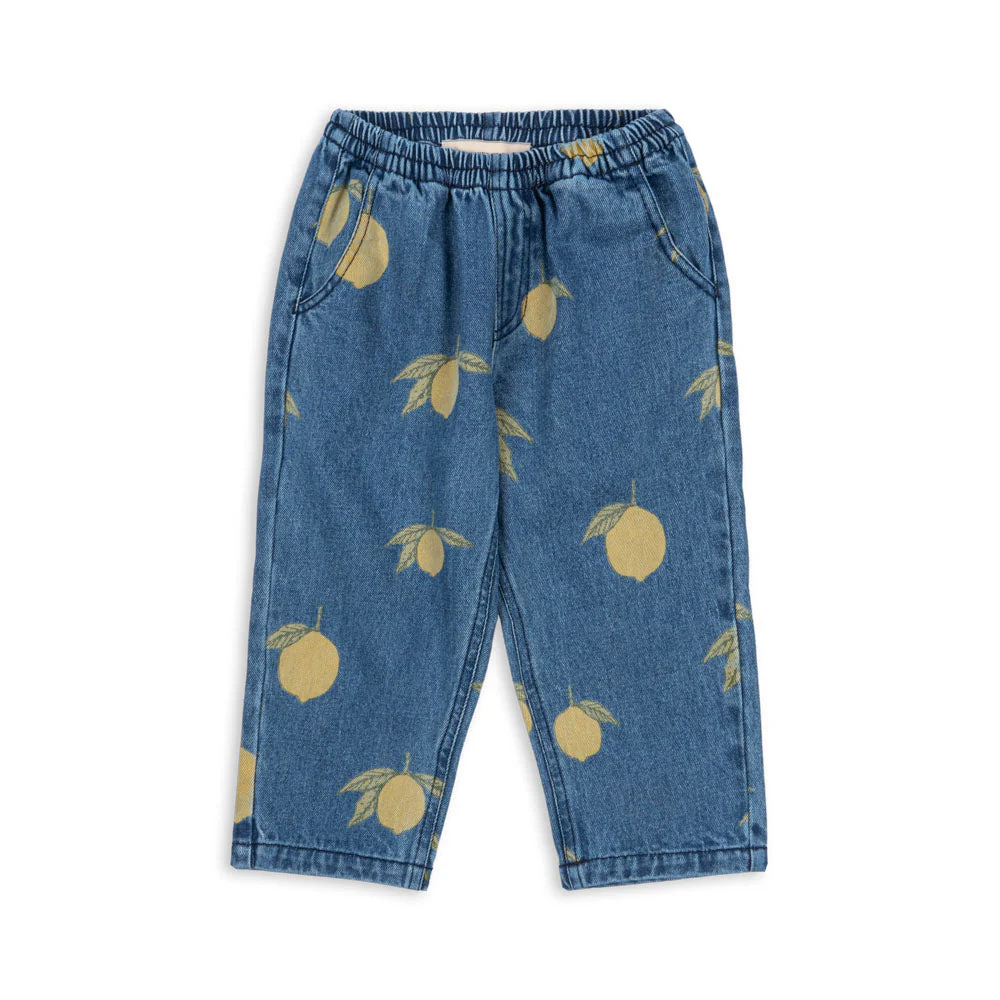 Magot Lemon Print Cotton Denim Pants (Lemon Denim) - Image 5