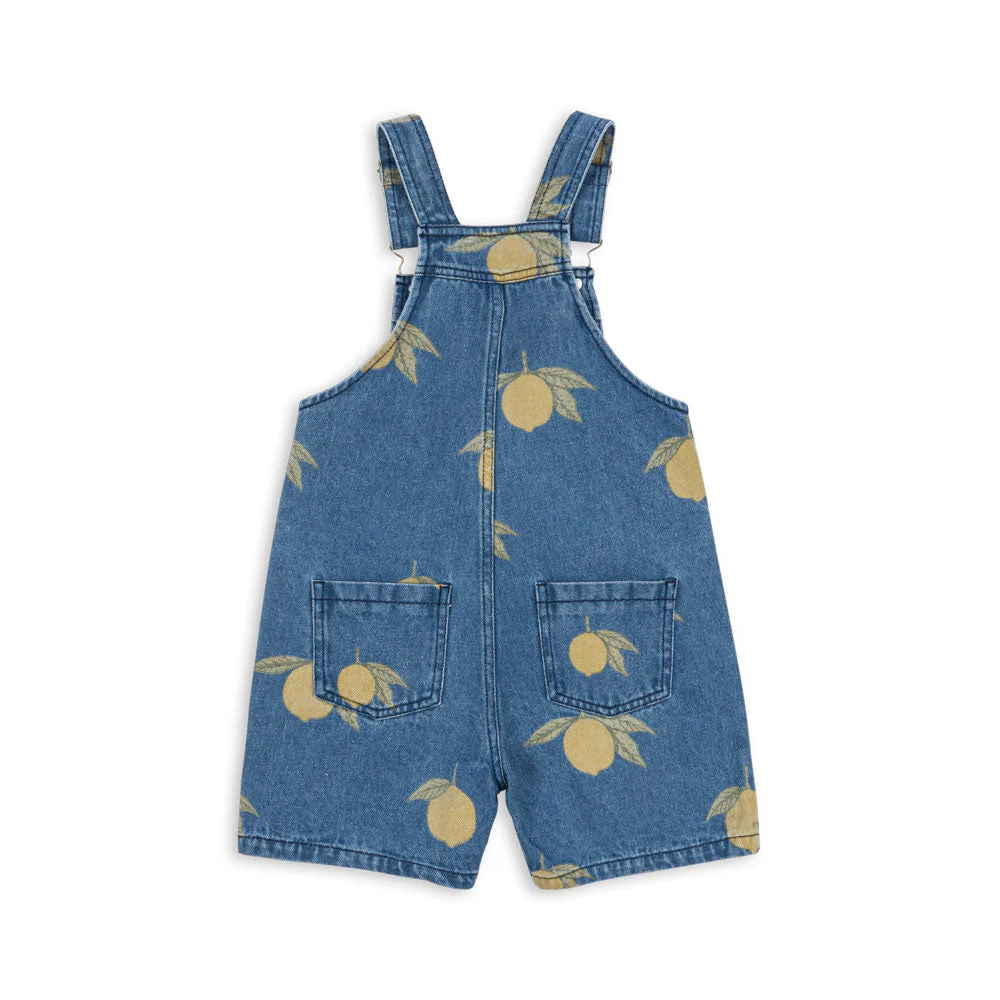 Magot Lemon Print Cotton Denim Short Dungarees (Lemon Denim) - Image 3