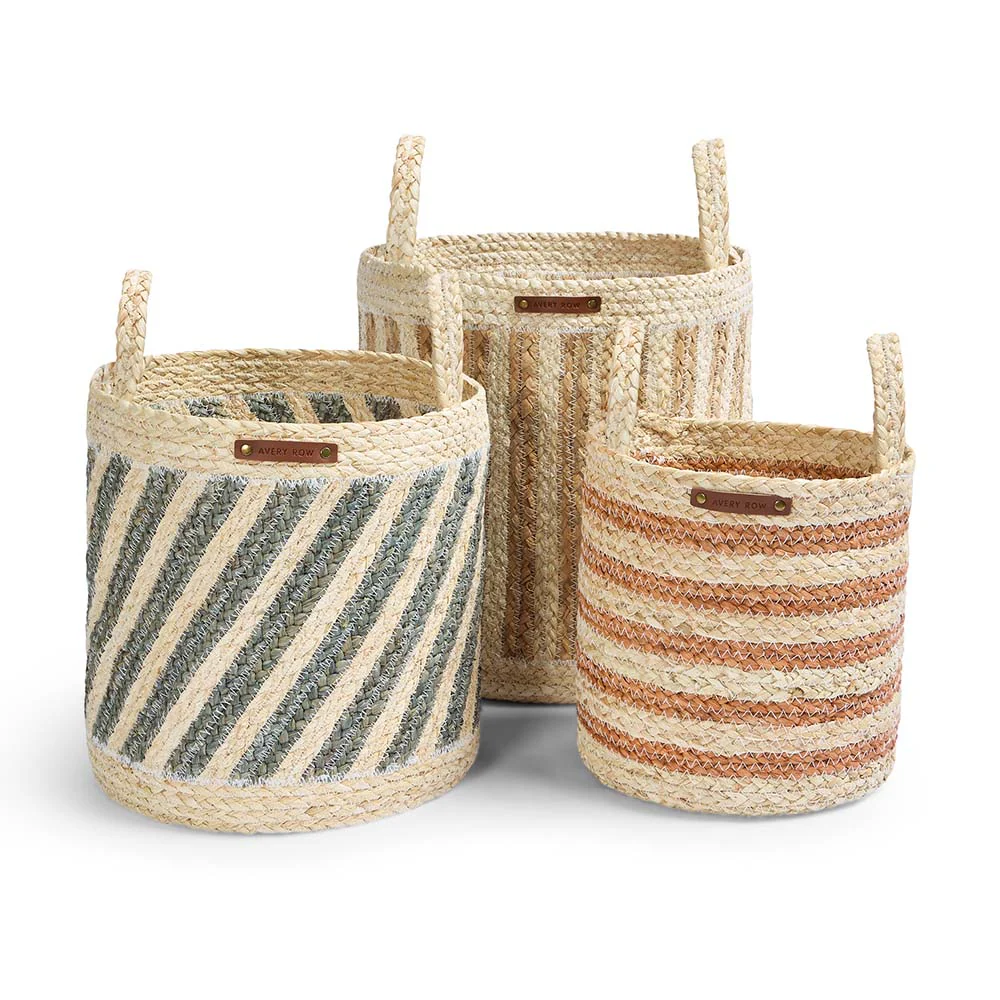 Maize Stripe Storage Basket Set of 3 (Natural) - Image 6