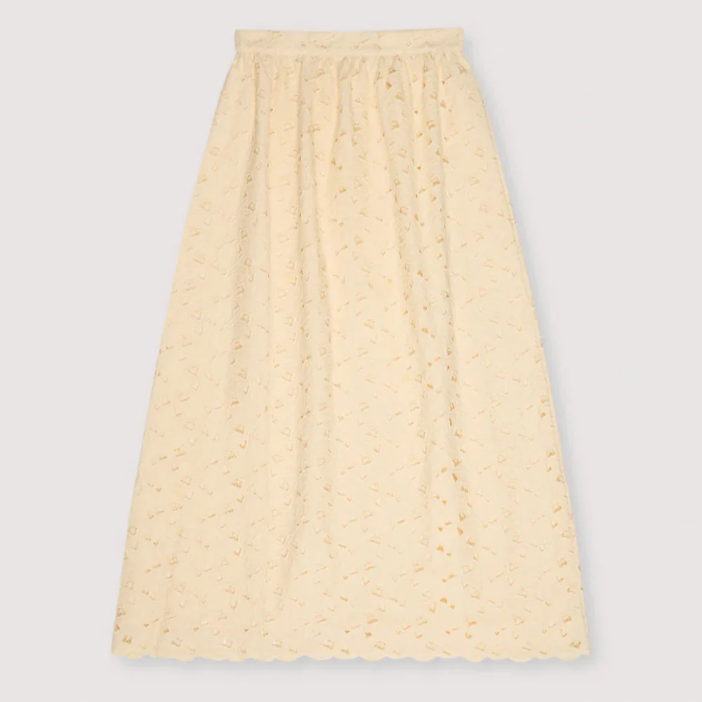 MAMA Atenea Embroidered Cotton Maxi Skirt (Macadamia) - Image 2
