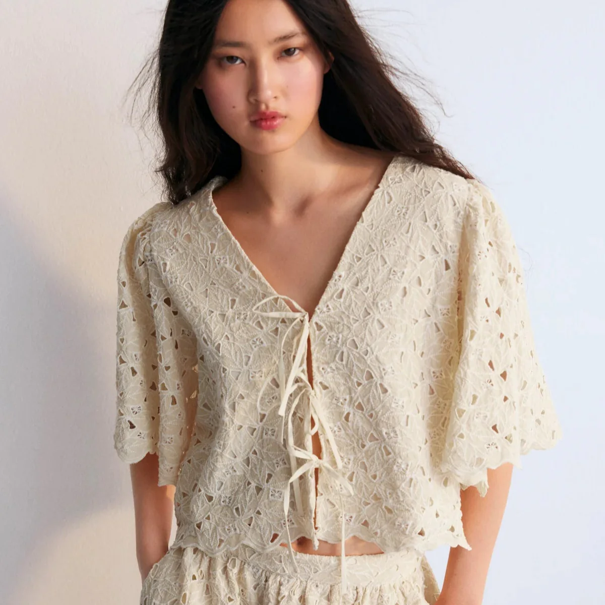 MAMA Atenea Embroidered Cotton Maxi Skirt (Macadamia) - Image 3