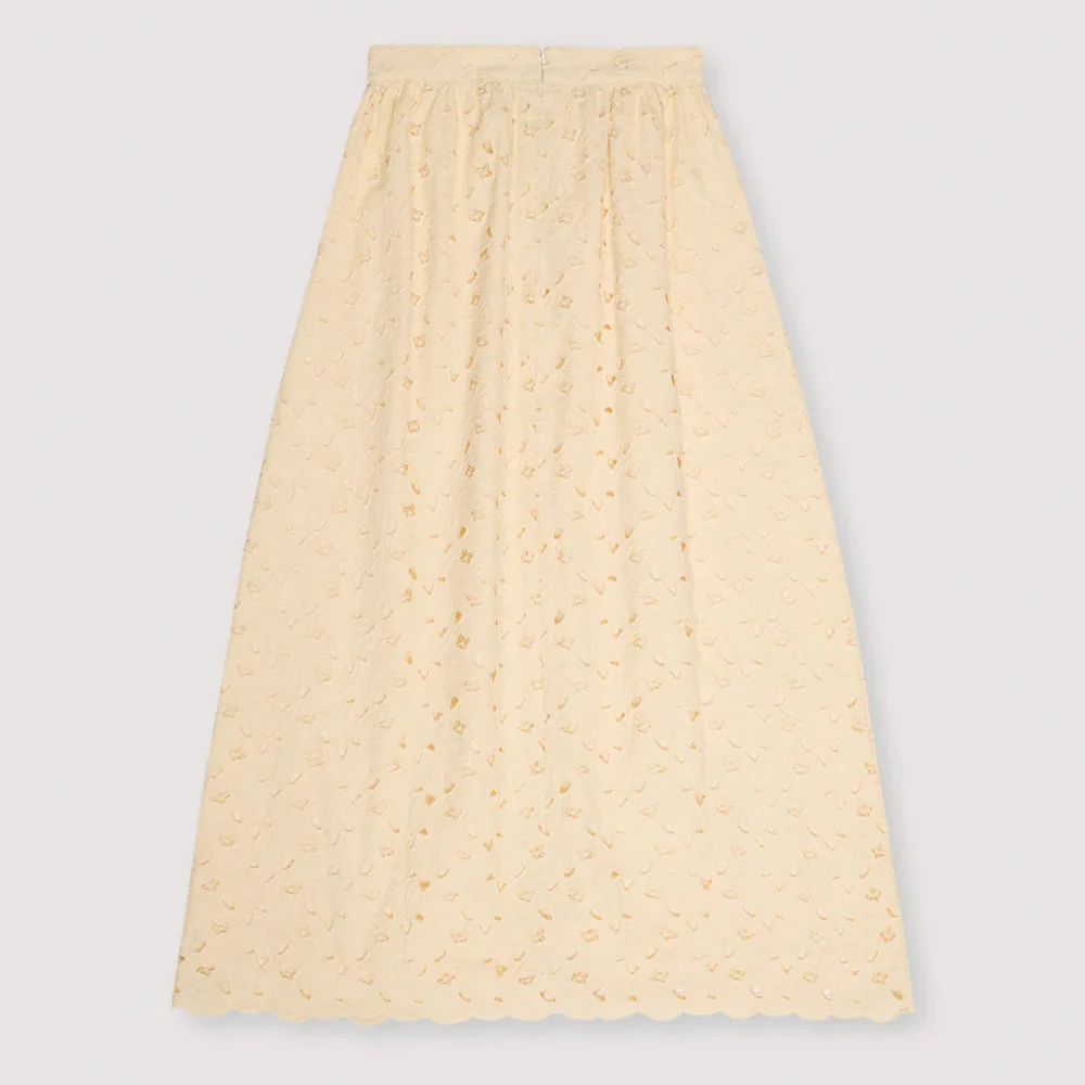 MAMA Atenea Embroidered Cotton Maxi Skirt (Macadamia) - Image 4