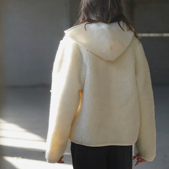 MAMA Ciara 100% Wool Hooded Jacket (Milk) - Image 4