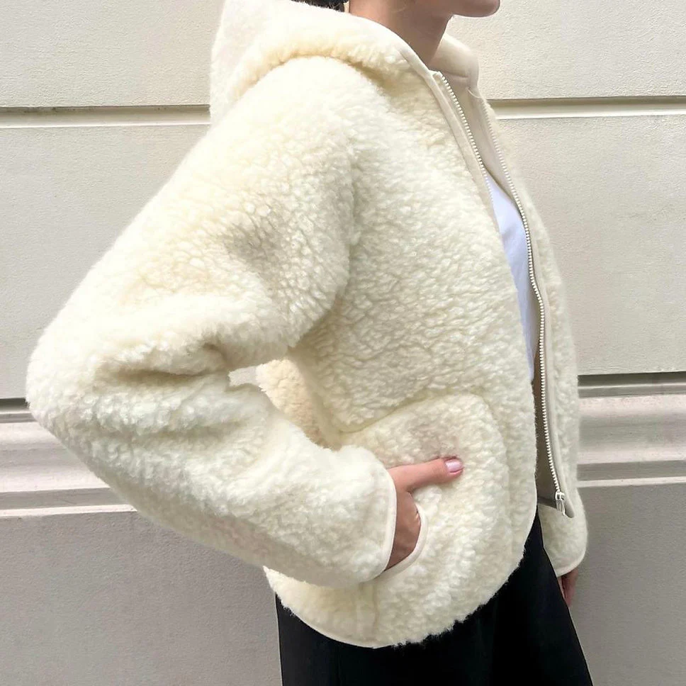 MAMA Ciara 100% Wool Hooded Jacket (Milk) - Image 5