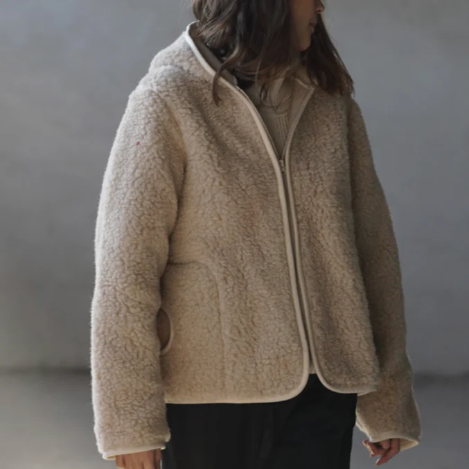 MAMA Ciara 100% Wool Hooded Jacket (Biscuit) - Image 5
