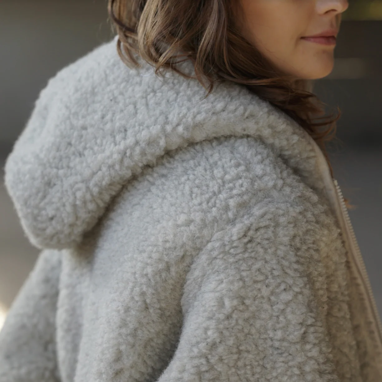 MAMA Ciara 100% Wool Hooded Jacket (Grey) - Image 3