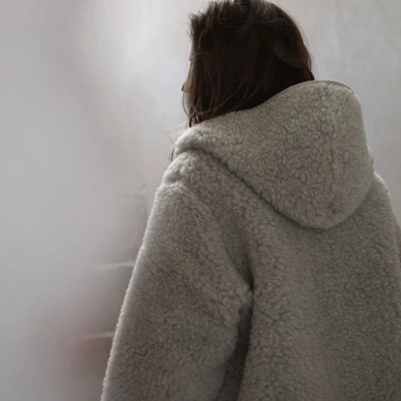 MAMA Ciara 100% Wool Hooded Jacket (Grey) - Image 5