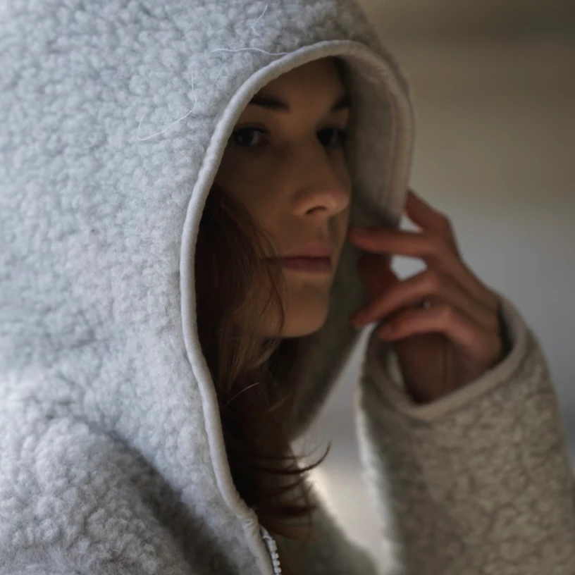 MAMA Ciara 100% Wool Hooded Jacket (Grey) - Image 9
