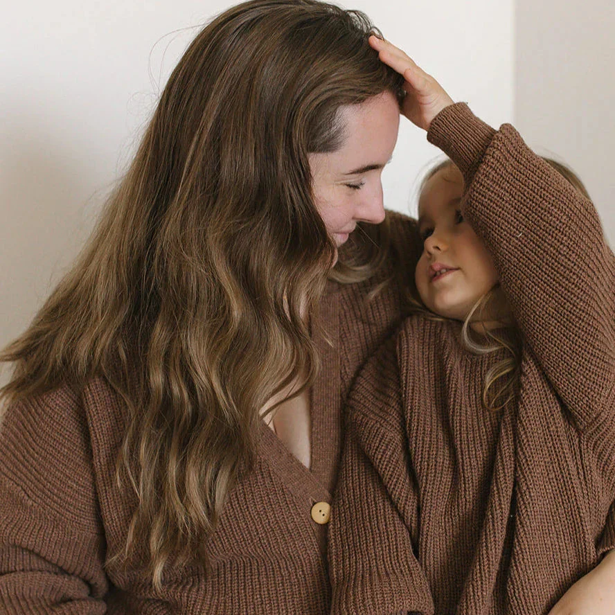 MAMA Cocoa Teddy Oversized Cotton Cardigan - Image 3