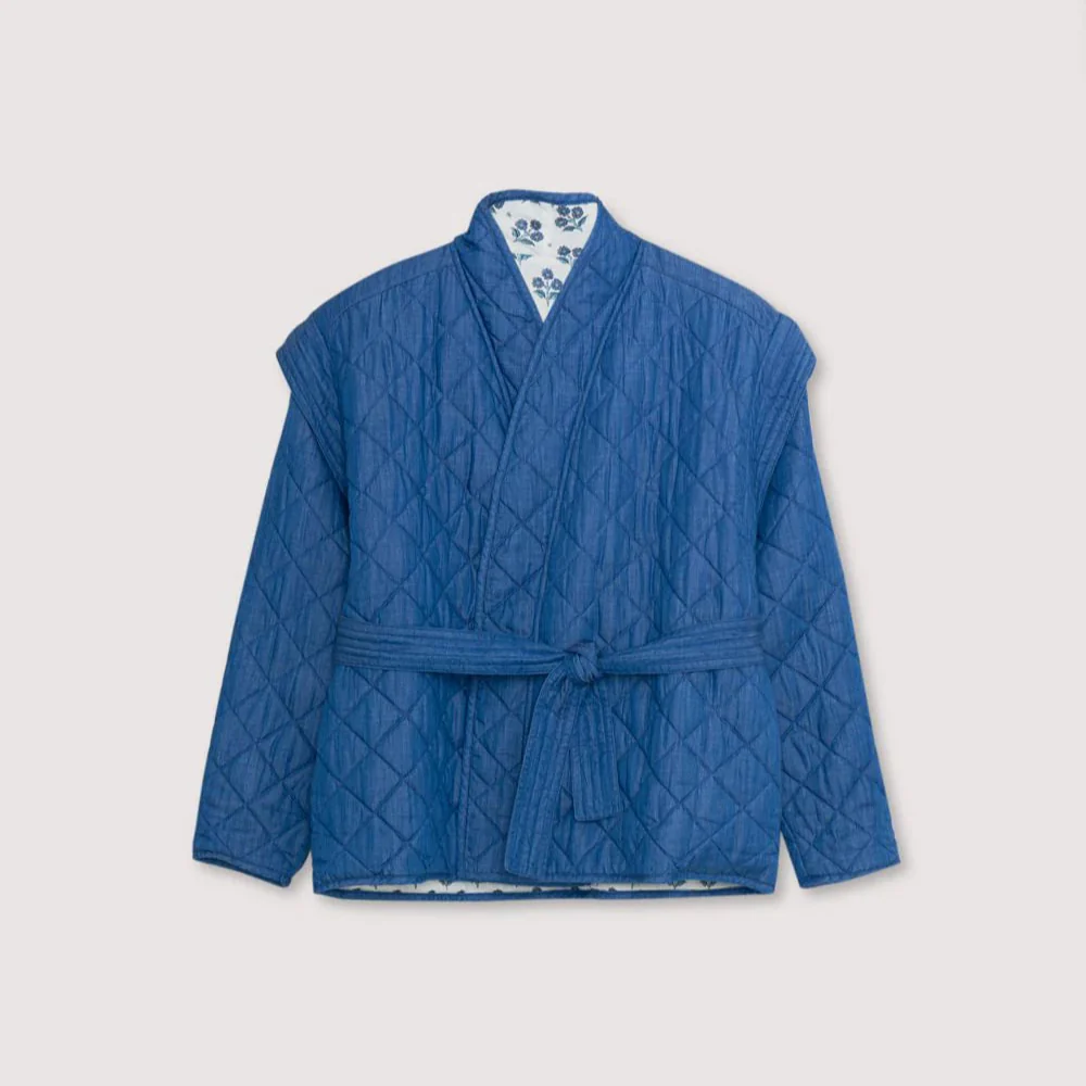 MAMA Eleni Reversible Quilted Linen Jacket (Hyacinth Print) - Image 12