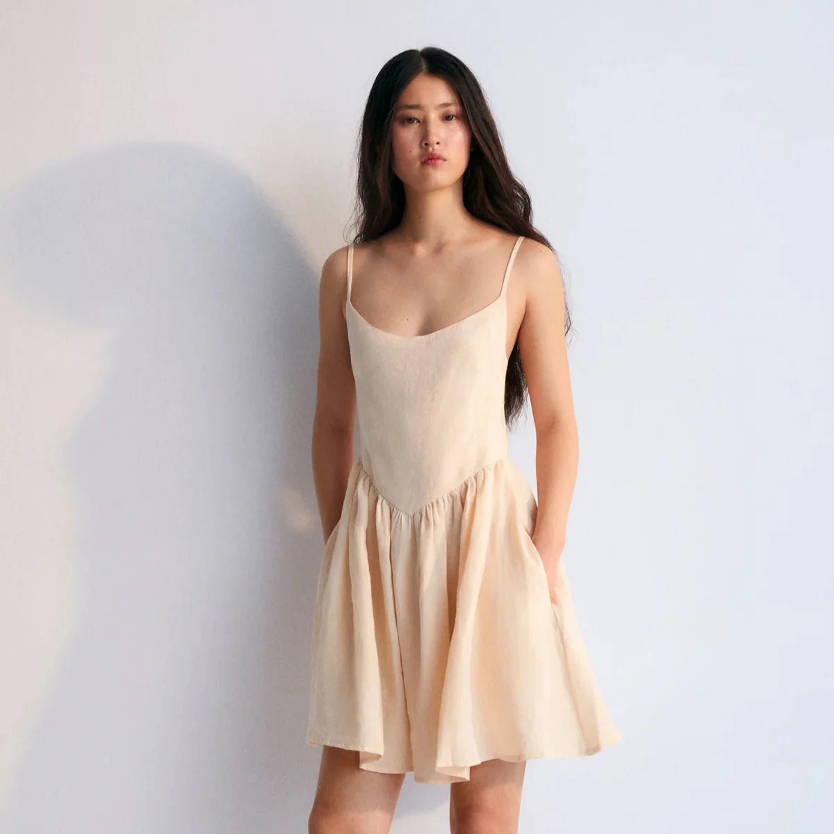 MAMA Hera Linen Short Dress (Macadamia)