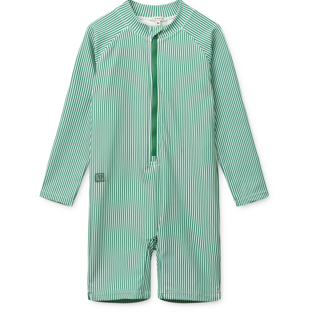 Max Striped Print Short Sleeve Swim Jumpsuit (Bright Garden/Creme de la Creme)