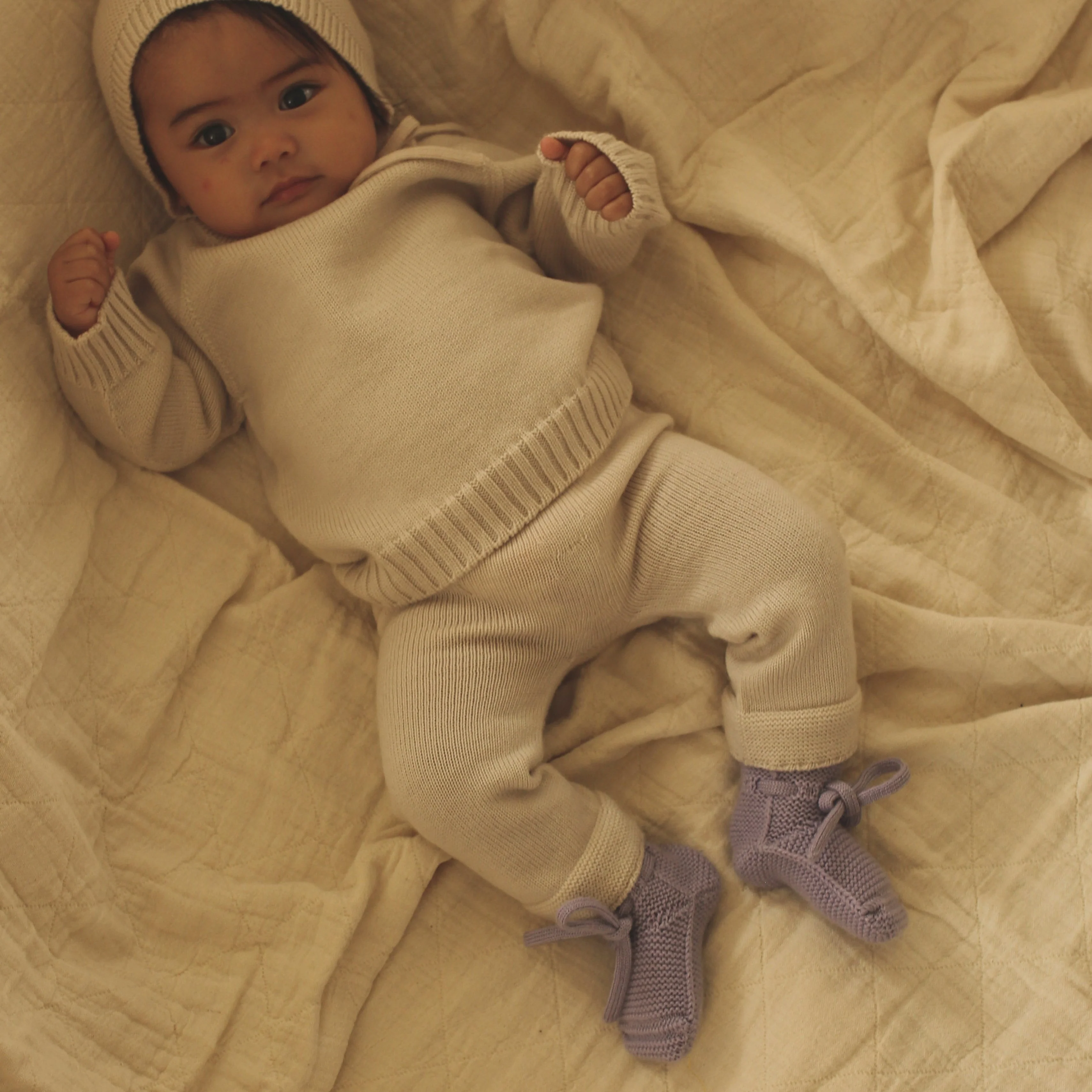Merino Wool Baby Booties (Lilac) - Image 4