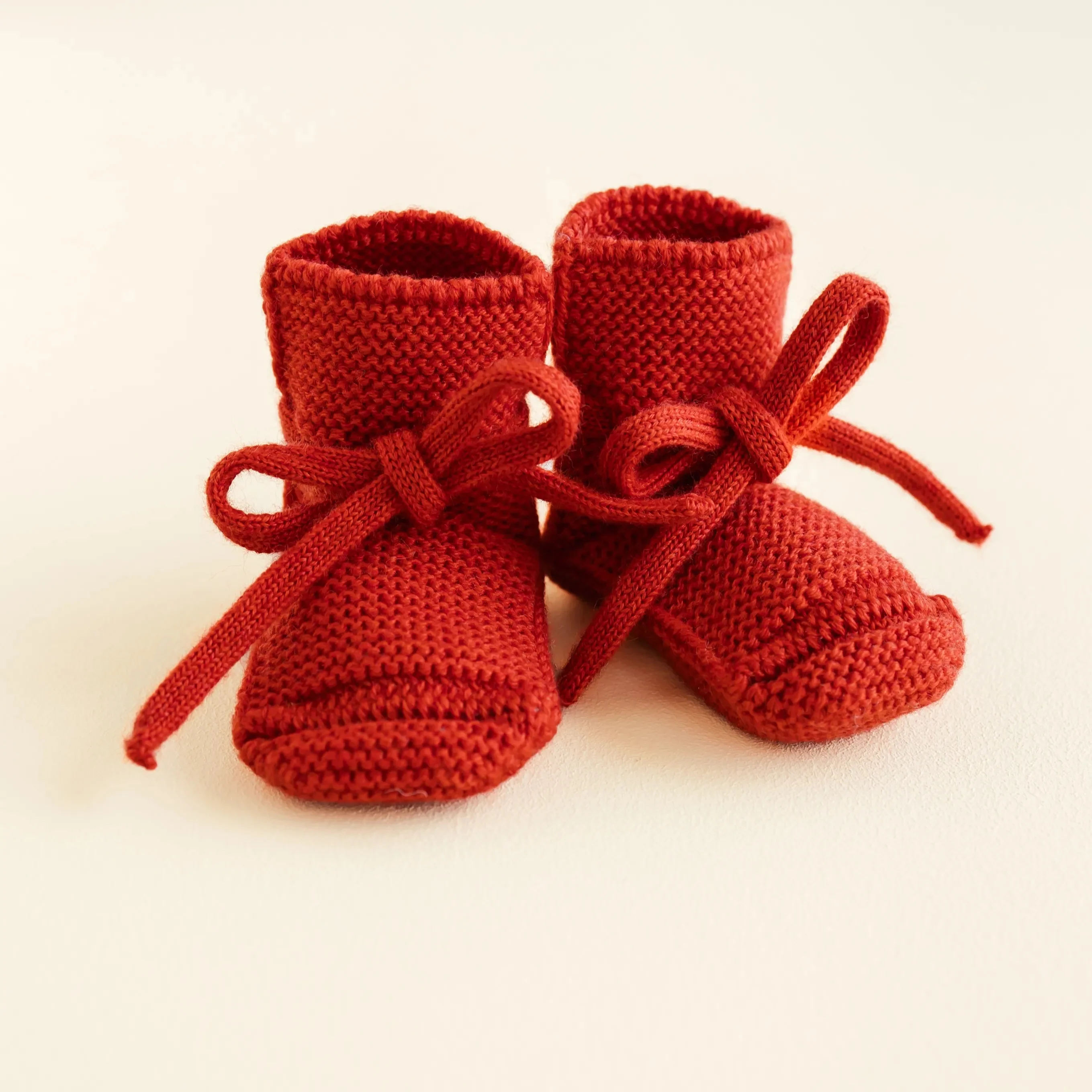 Merino Wool Baby Booties (Red)