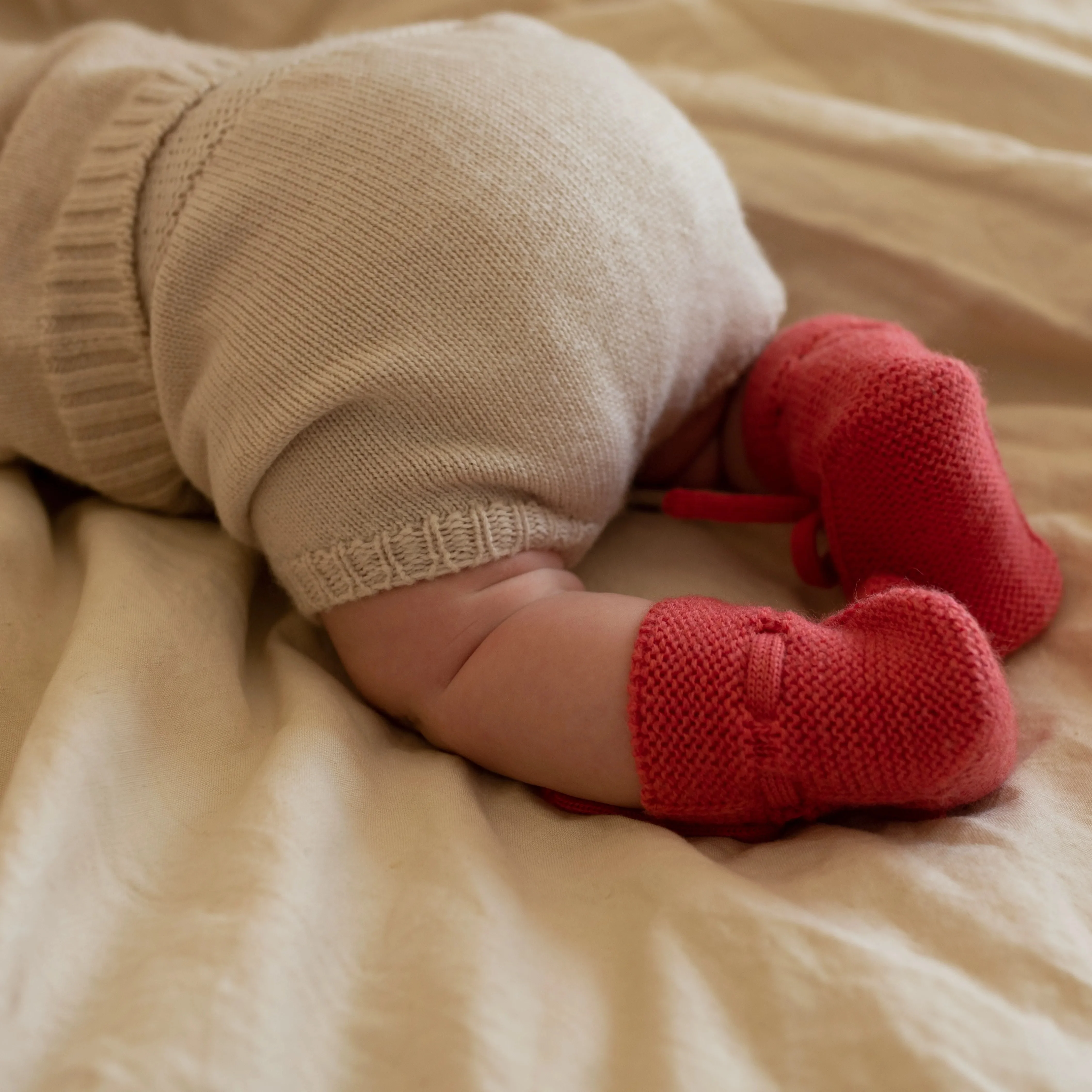 Merino Wool Baby Booties (Red) - Image 2