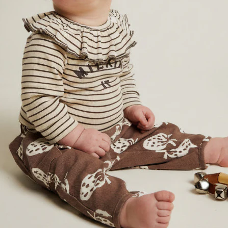 Milking It Cotton Rib Coco Striped Baby Bodysuit - Image 2