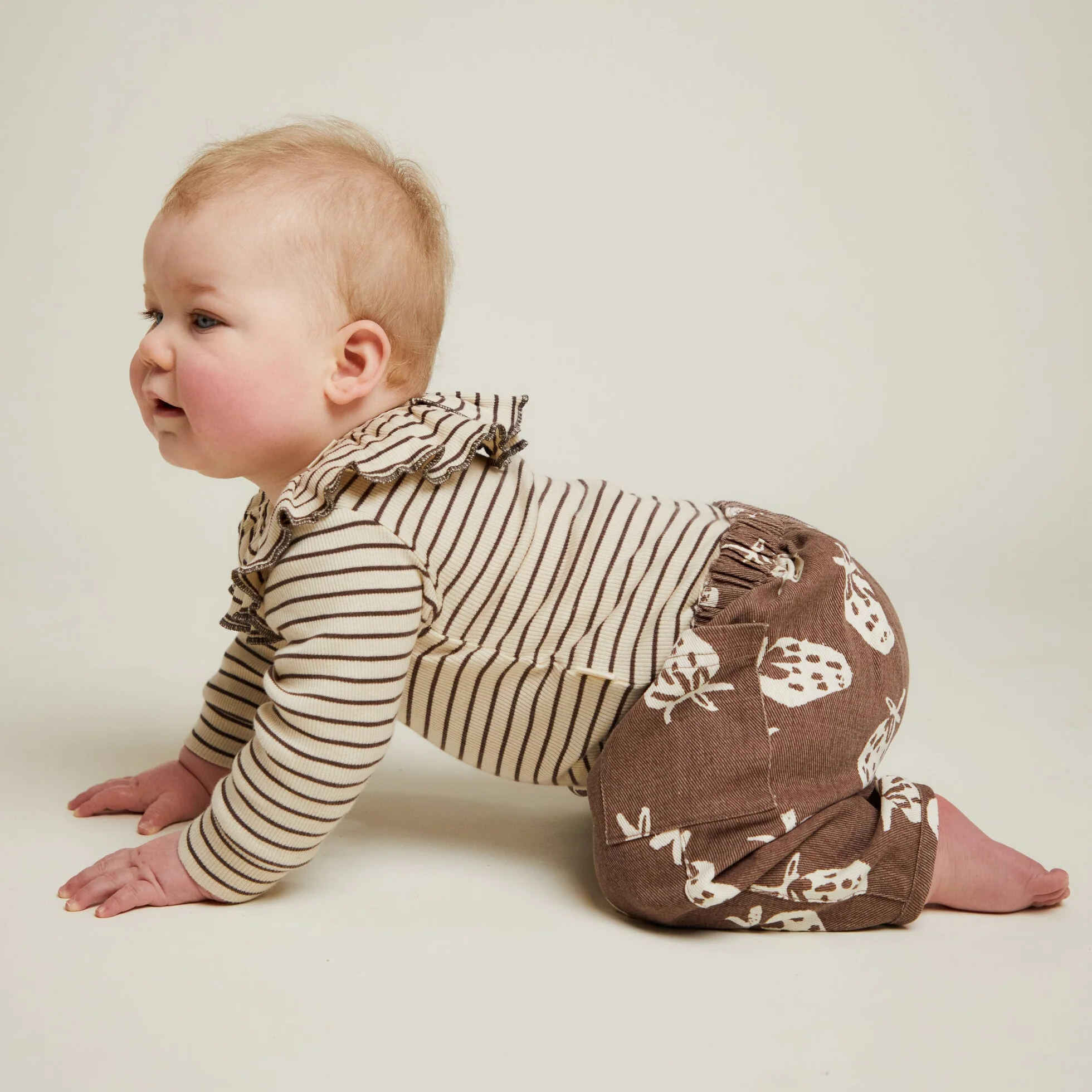 Milking It Cotton Rib Coco Striped Baby Bodysuit - Image 4