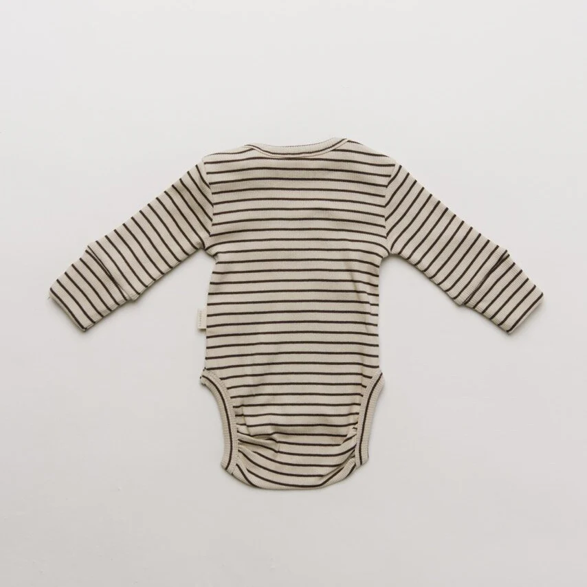 Milking It Cotton Rib Coco Striped Baby Bodysuit - Image 5
