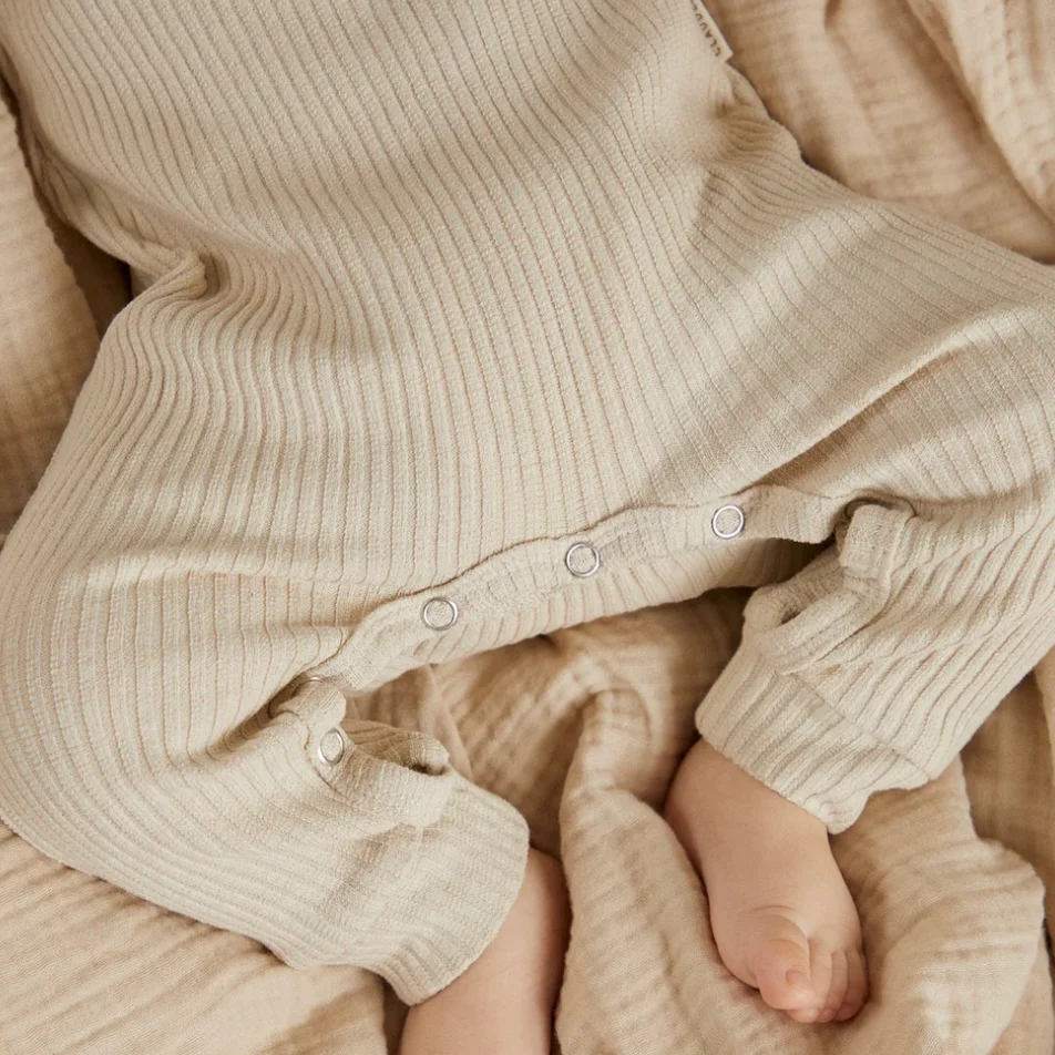 Milking It Rib Romper Onesie (Oatmeal) - Image 6