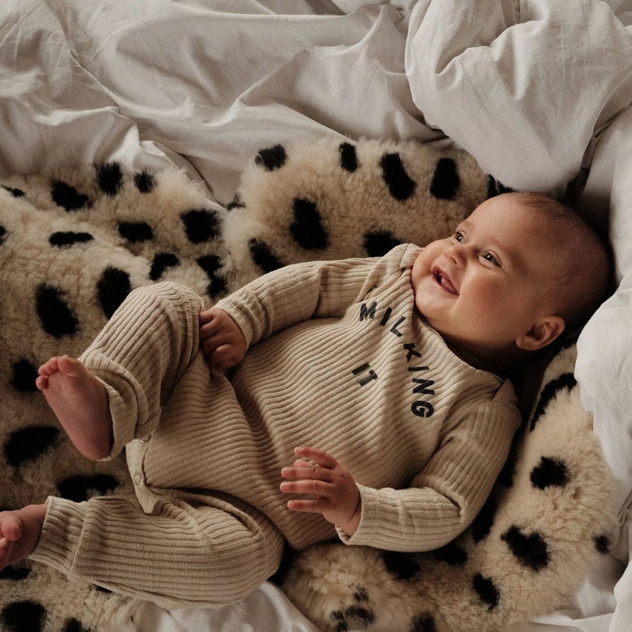 Milking It Rib Romper Onesie (Oatmeal) - Image 8