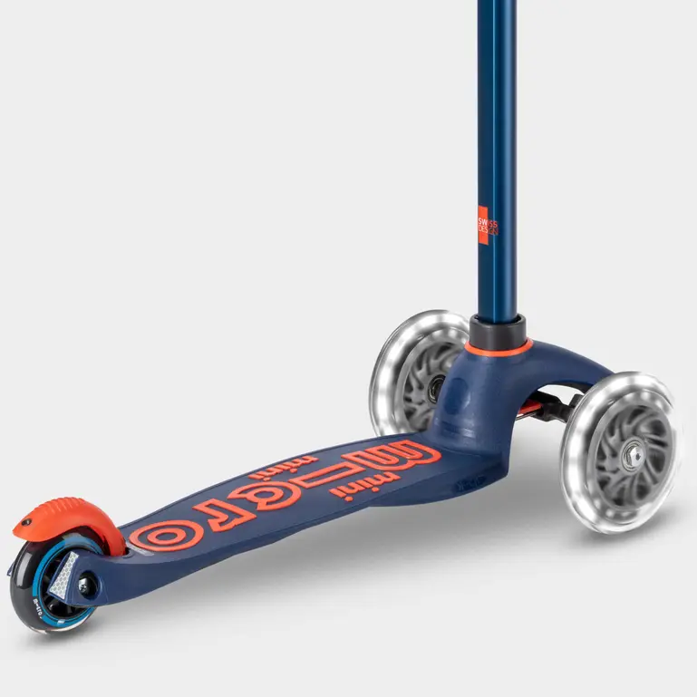 Mini Micro Deluxe Scooter with 3 LED Wheels (Navy) - Image 5