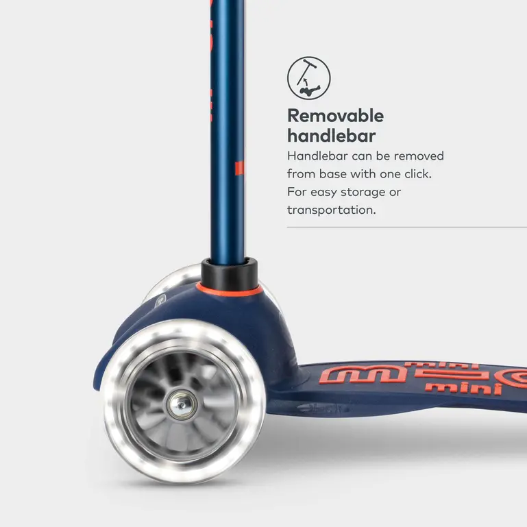 Mini Micro Deluxe Scooter with 3 LED Wheels (Navy) - Image 6