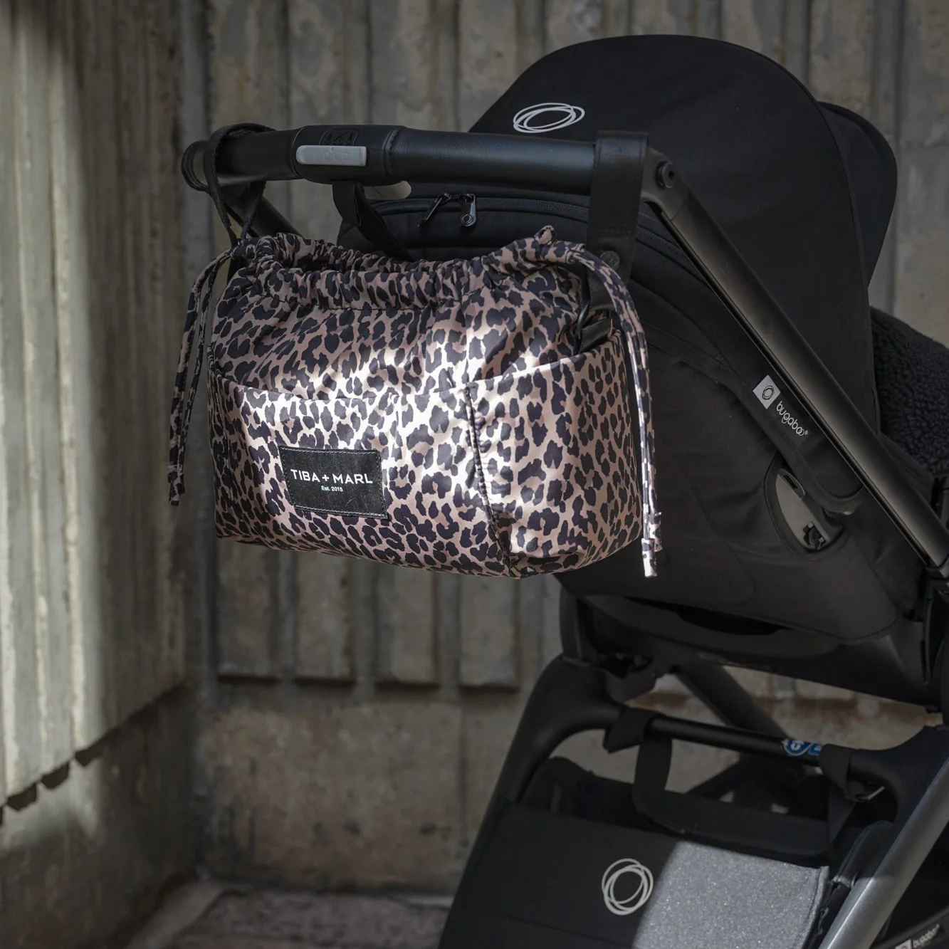 Mini Luna Drawstring Stroller Bag (Leopard Print)
