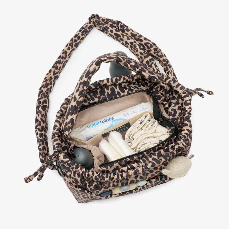 Mini Luna Drawstring Stroller Bag (Leopard Print) - Image 7