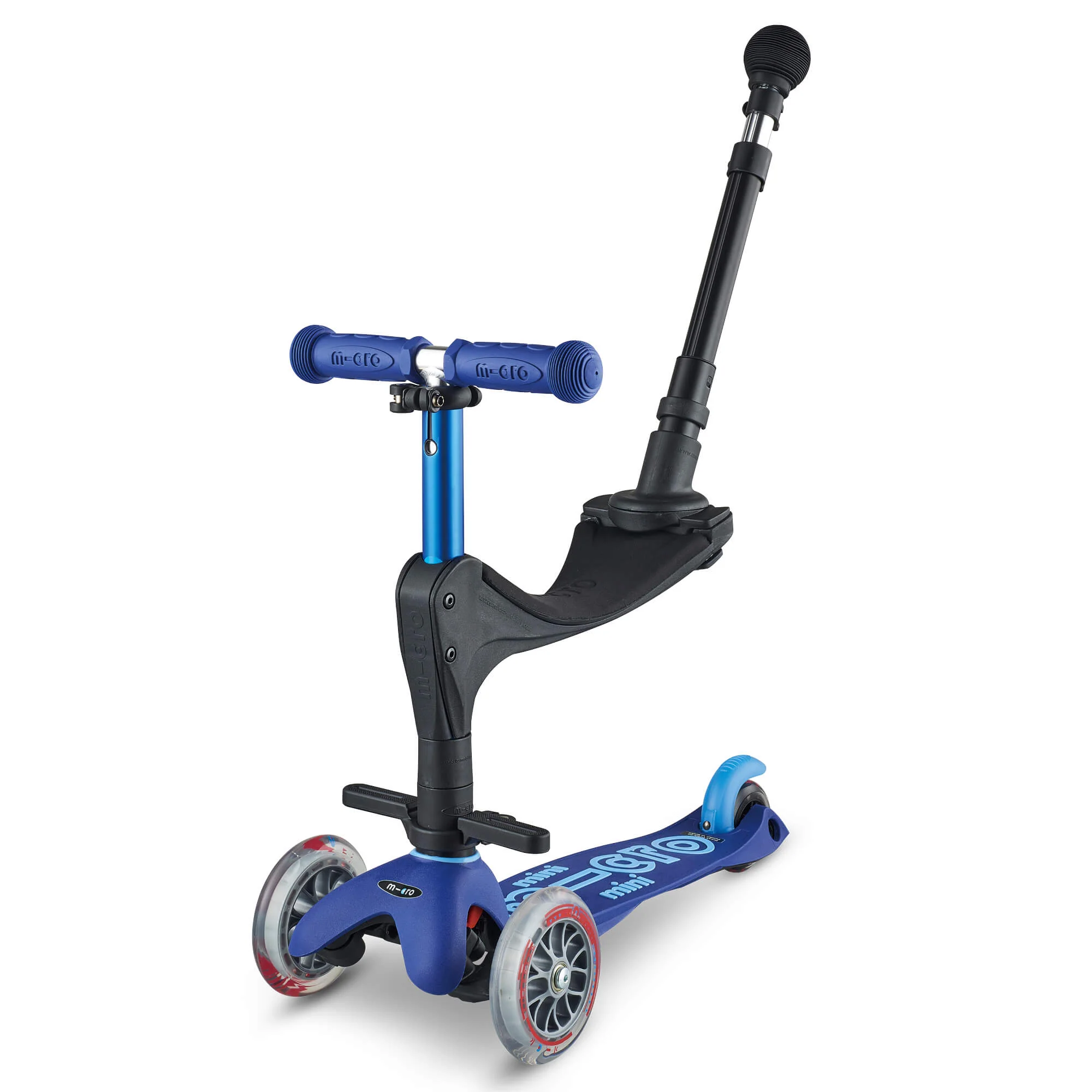Mini Micro 3 in 1 Deluxe Scooter with Push Handle (Blue)