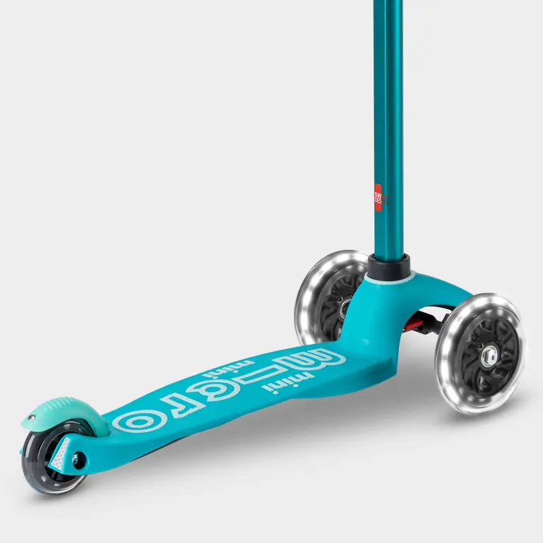Mini Micro Deluxe Scooter with 3 LED Wheels (Aqua) - Image 4