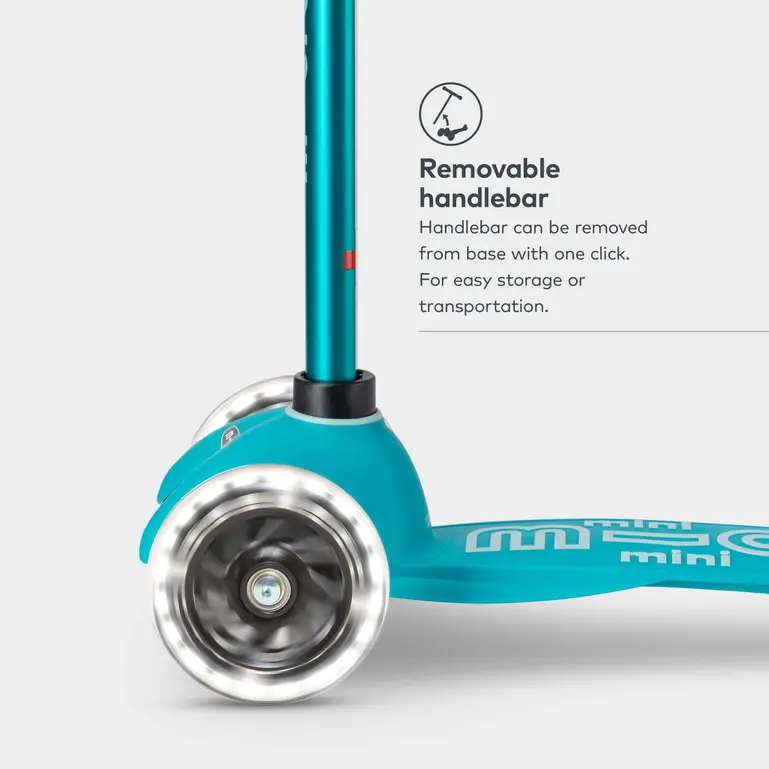 Mini Micro Deluxe Scooter with 3 LED Wheels (Aqua) - Image 6