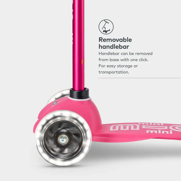 Mini Micro Deluxe Scooter with 3 LED Wheels (Pink) - Image 6