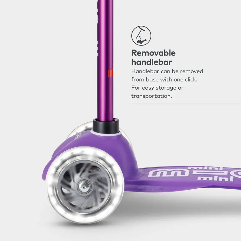 Mini Micro Deluxe Scooter with 3 LED Wheels (Purple) - Image 6