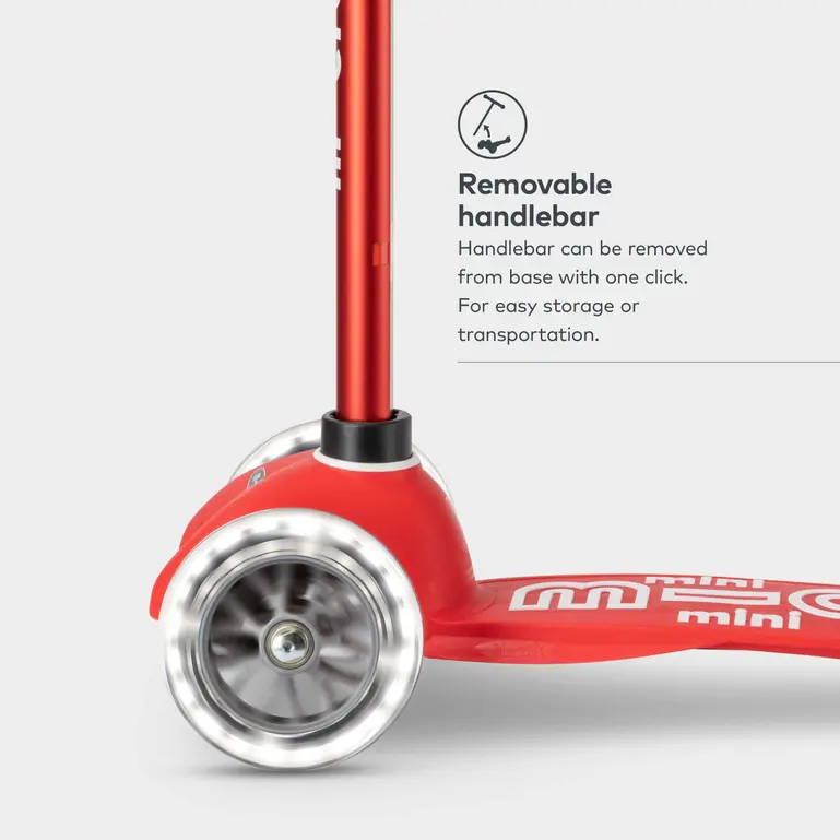 Mini Micro Deluxe Scooter with 3 LED Wheels (Red) - Image 6