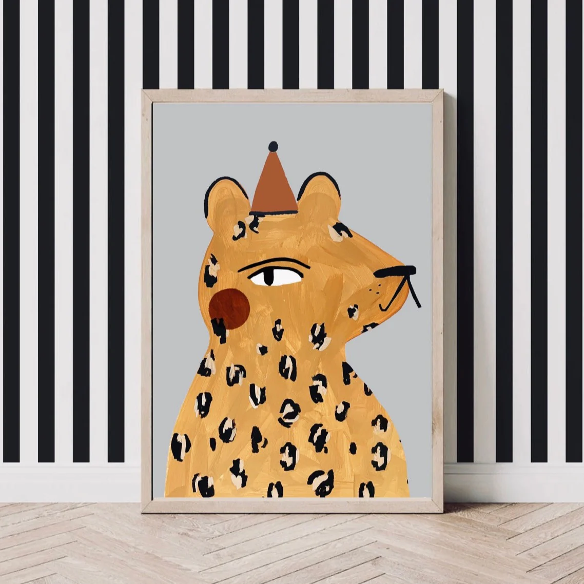 'Mr Leopard' Hand Painted Art Print