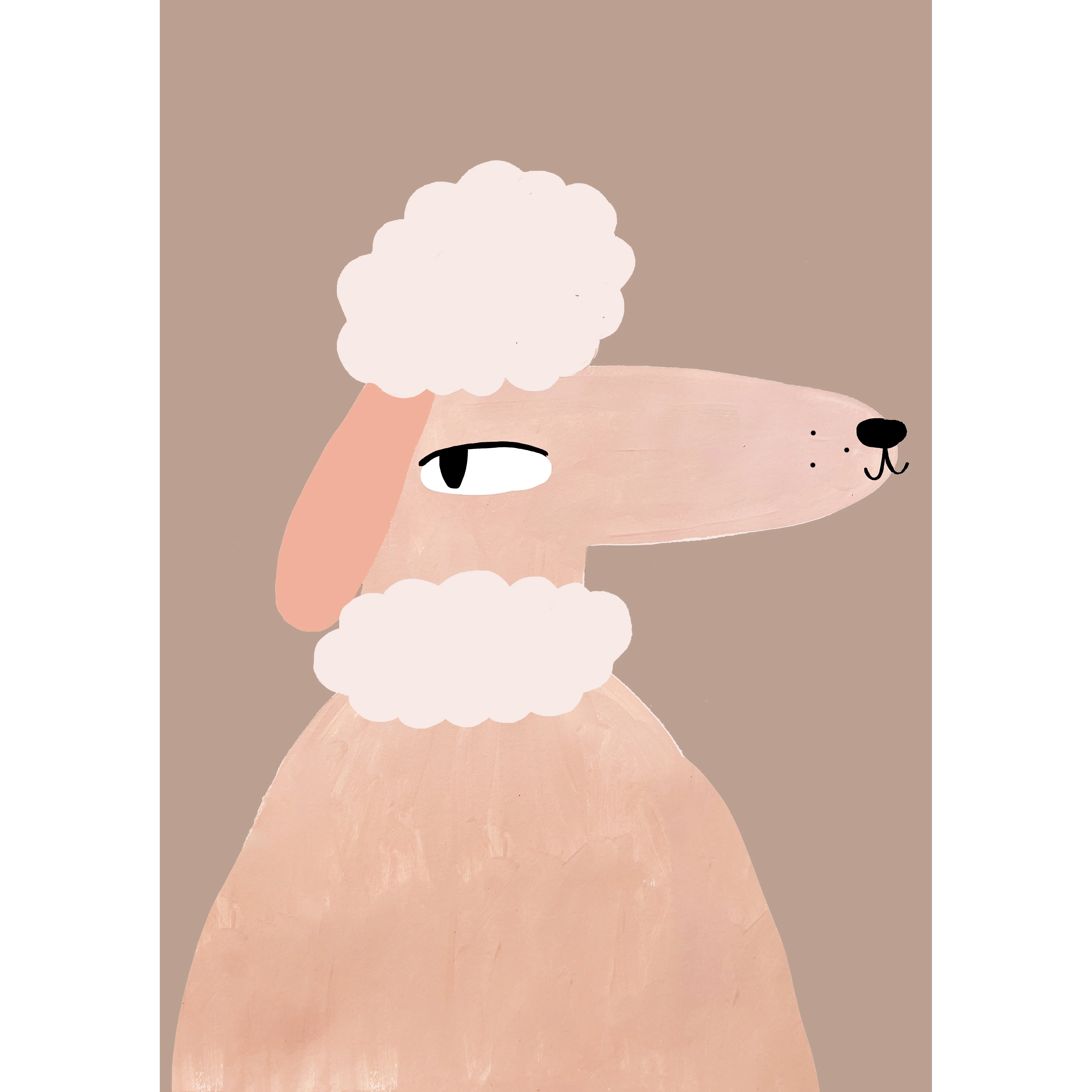 'Mr Poodle' Hand Painted Art Print (Pink/Khaki/Grey/Beige) - Image 3